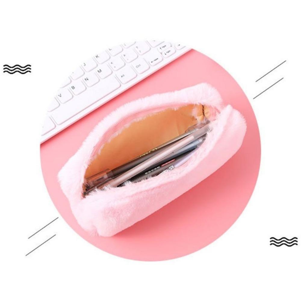 1 шт., однотонный плюшевый пенал, школьные пеналы, сумка, канцелярские принадлежности для девочек, школьные принадлежности, инструменты