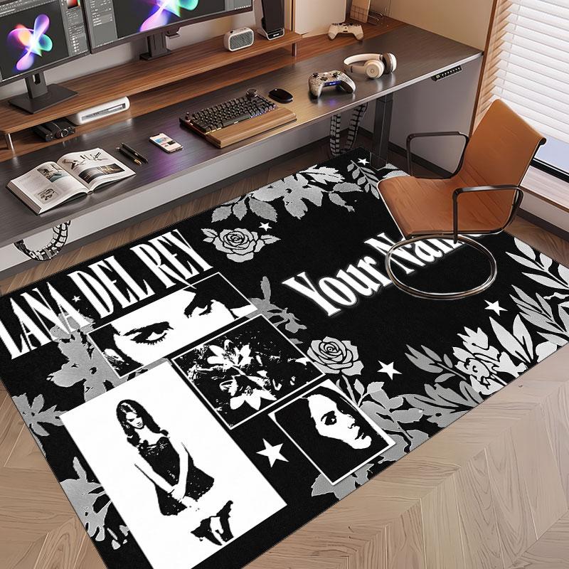 Custom Name Crystal Velvet Rug,Lana Del Rey Comfortable Anti Slip Floor Mat For Room Decoration