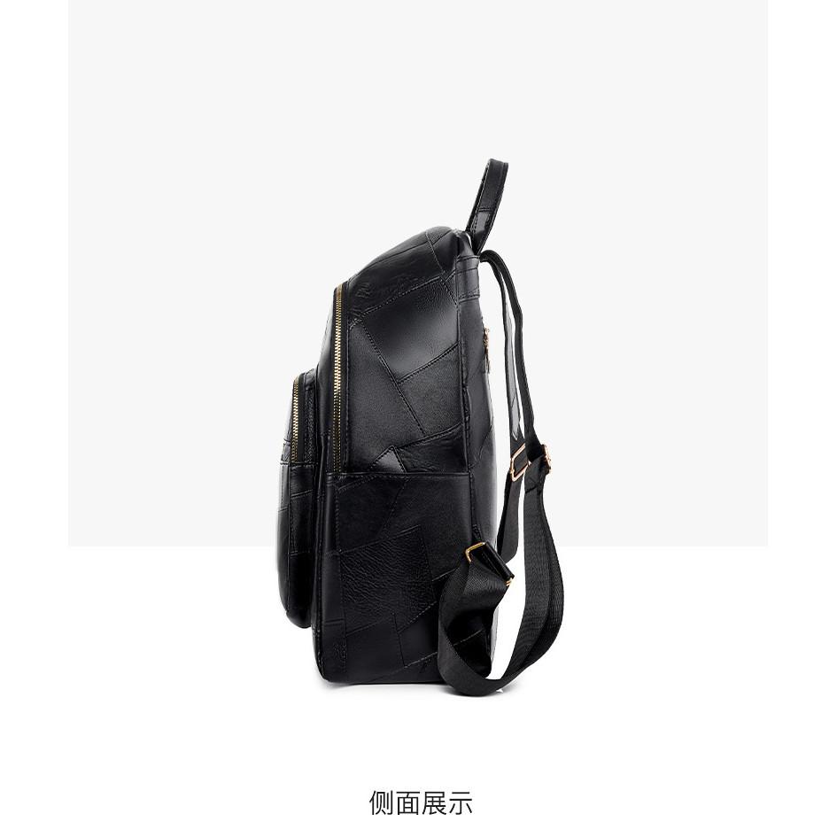 Ielgy Backpack Soft Leather Fashion Simple Waterproof Large Capacity Travel School Bag