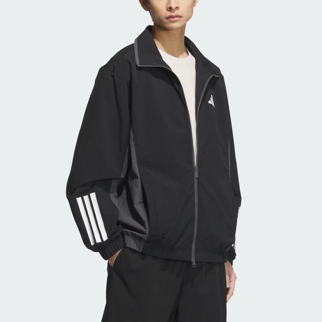 Adidas Woven Logo Color Block Sports Casual Long Sleeve Jacket Men Jackets Black KC3920