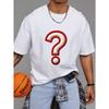 White T Shirt with Question Mark Print for Casual Wear