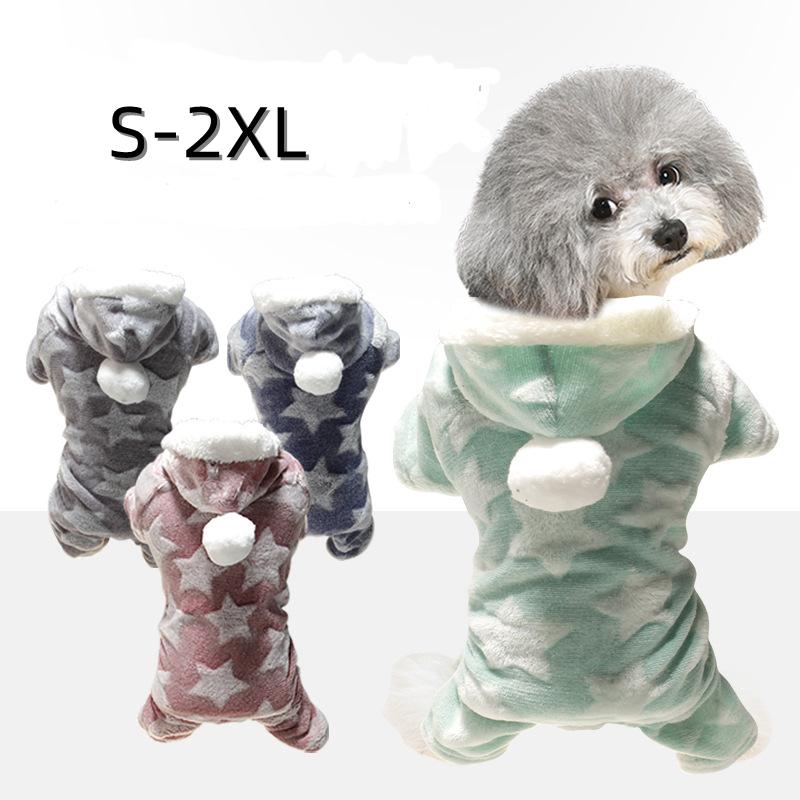 Dog Warm Fleece Clothes Pajamas Winter Puppy Coat Jumper Jumpsuit Cat Pullover Hoodies Chihuahua Teddy Pet Accessories S-2XL