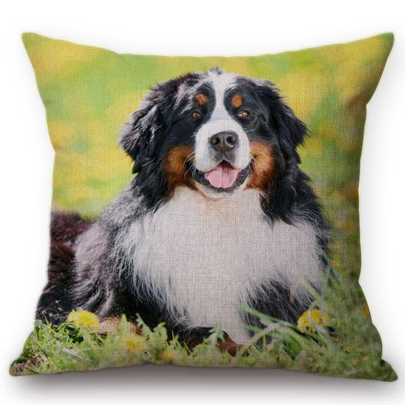 Cute Pug Pet Dog Pattern Car Decorative Throw Pillow Case German Hound Print Cotton Linen Sofa Chair Cushion Cover Cojines