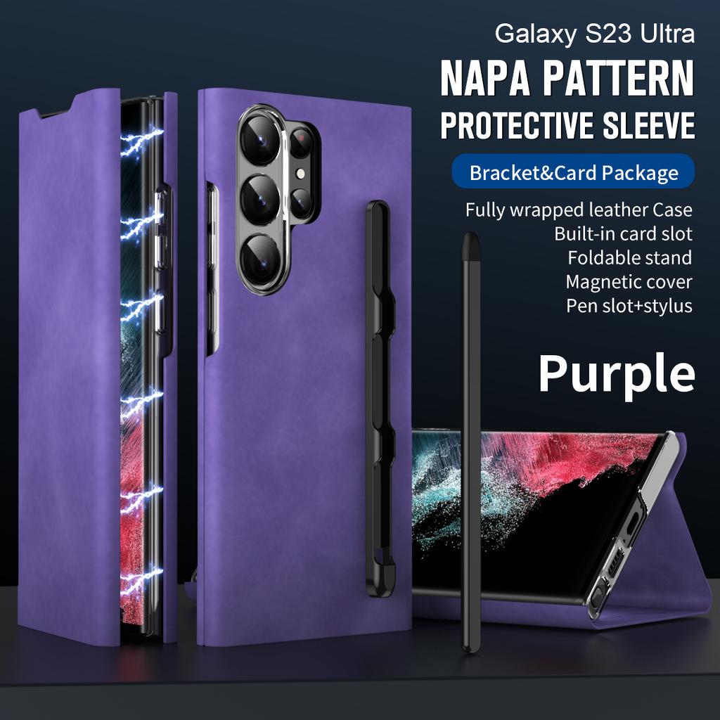 Чехол с держателем S Pen для Samsung Galaxy S23 Ultra S22 Plus S21, чехол-кошелек, кожаный флип, магнитная подставка, зажим для карт, защитный чехол для сумки