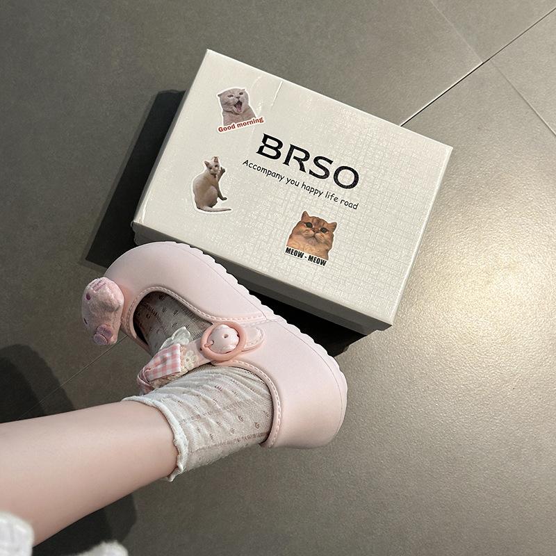 Милые мультяшные туфли Мэри Джейн с бантом женские 2025 лето новые Hello Kitty уличная сумка головные сандалии одинарная обувь