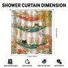 Winter Cat Hammocks & Flower Racks Shower Curtain - Cute Cartoon Animal Design, Perfect for Adorable Bathroom Decor