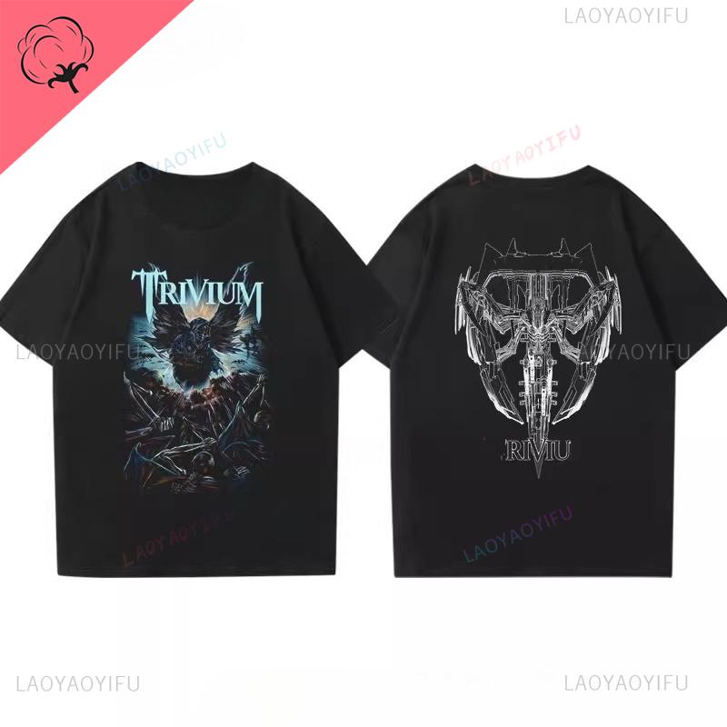 Trivium Футболка Ascend Above The Ashes Тур 2025 Футболка Двусторонняя Печать Хлопок Винтаж Хэви-метал Группа Рок-музыка Футболка
