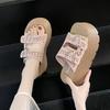 Модные 8 см Летние Женские Пляжные Шлепанцы с Открытым Верхом Новые Женские Клиновидные Каблуки Кожаные Вьетнамки Женские Высокие Платформы Уличные Сандалии 2024