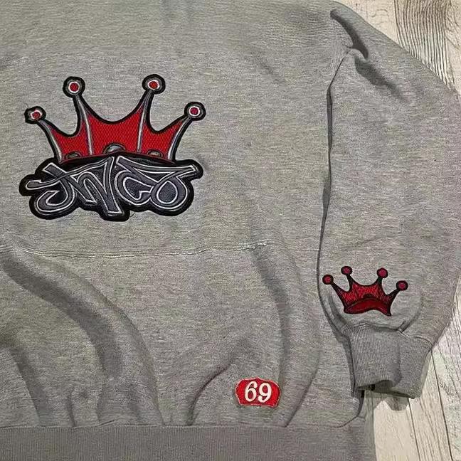 Унисекс Harajuku Вышитая толстовка Y2K Ретро Oversize Свободная толстовка Мужская Женская Хип-Хоп Повседневная Винтажная Панк Толстовка