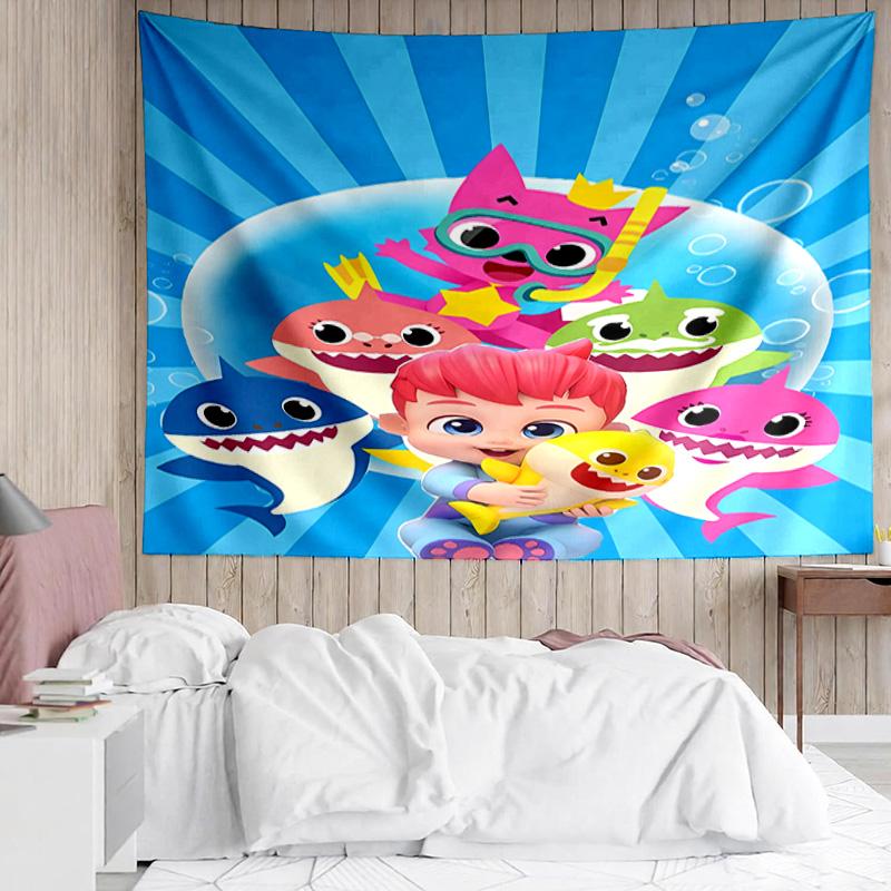 B-Baby Shark Tapestry for Bedroom Aesthetic Classroom Tapestries Wall Hanging for Living Room Dorm Office,Ideal Creative Gift