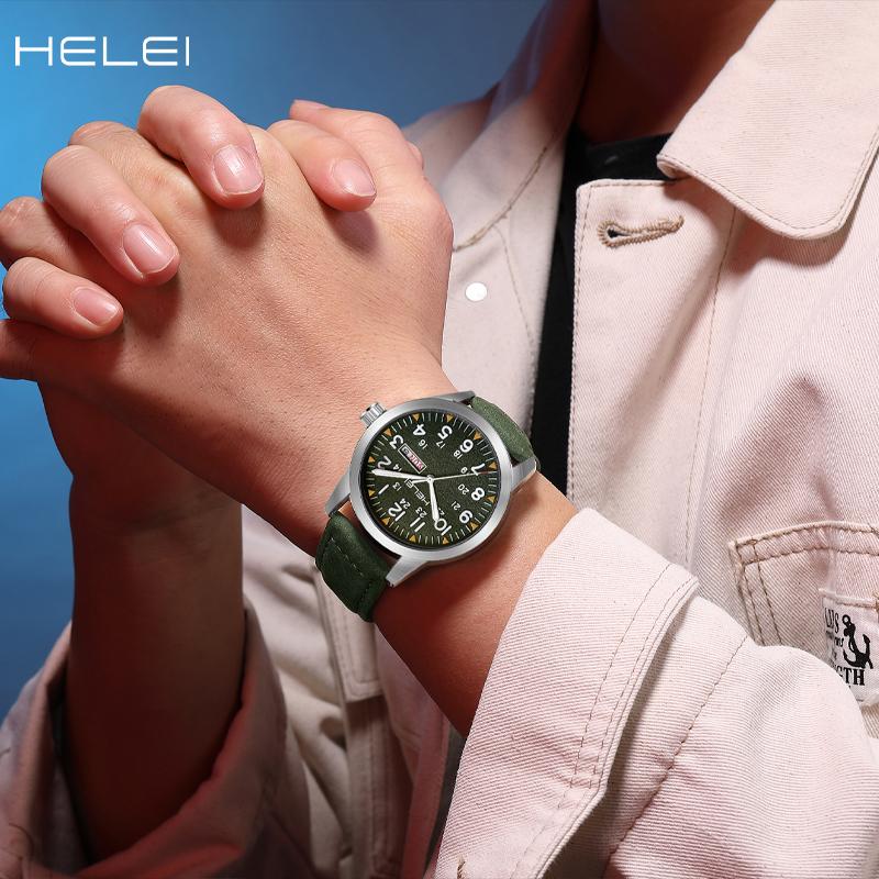 Mens Watch Classic Tactical Analog Quartz Watches Luminous Markers Day & Date Waterproof Casual Dress Watch