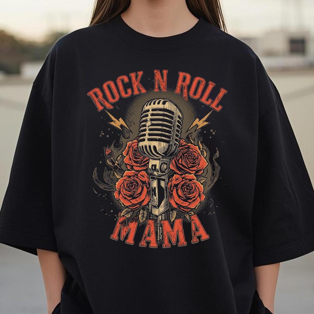 Rock N Roll Mama Graphic Tee | Organic Cotton Oversized Fit Shirt