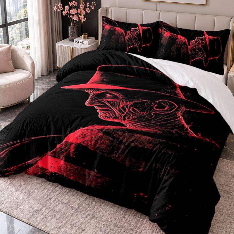A Nightmare on Elm Street Freddy Krueger 3Pcs Bedding Set Duvet Cover With Two Pillowcases For Bedroom Home Decoration