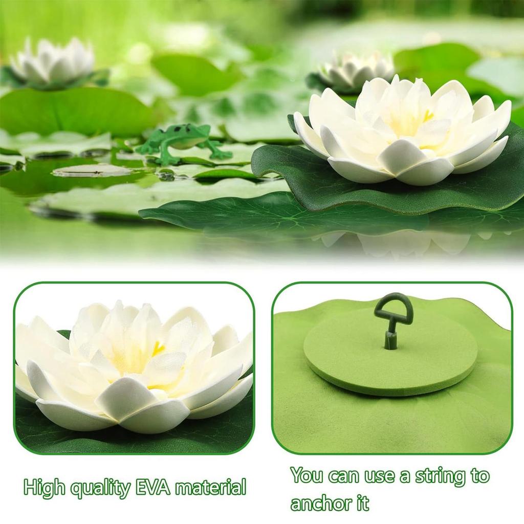 Floating Flowers Artificial Realistic Fake Water Lily Pool Decorations For Rain Backyard Lake Centerpieces Valley Meditation