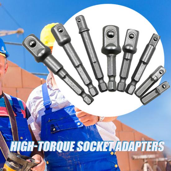 3/8Pcs Socket Adapter Rod Hex Shank To Square Head 1/4 3/8 1/2-Inch Air Screwdriver Socket Connector Rod Impact Driver Extension Bar