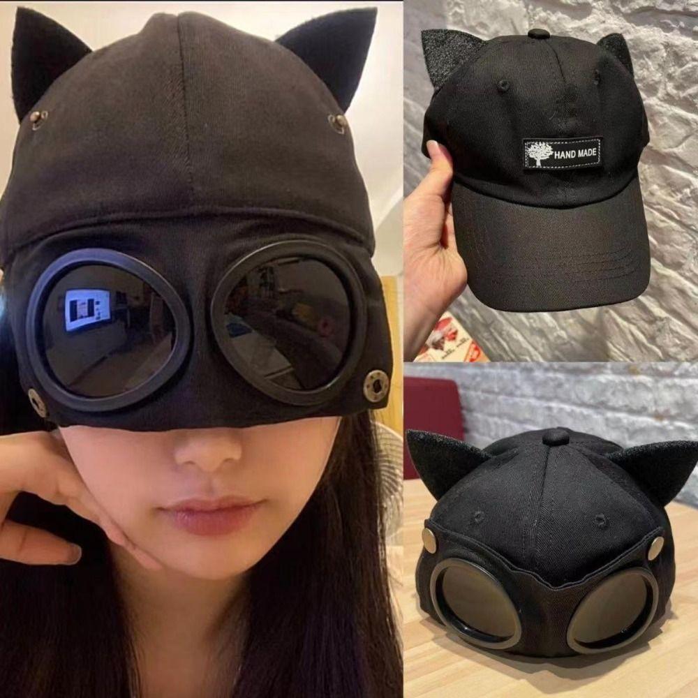 Pilot Glasses Men Baseball Hat Cat Ears Sunshade Hat Unisex Fashion Hats for Women  Outdoor