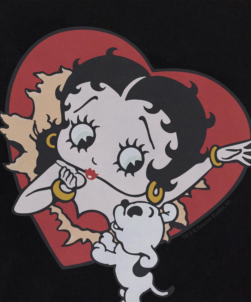 CNVS Betty Boop Heart Bust Oversized Short Sleeve T-Shirt_Black