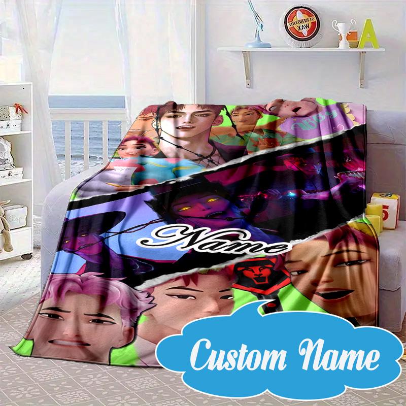 Custom Name Fantasy Night Trio K-Pop Blanket bed sofa Blanket Flannel Blanket for Camping, Hiking, Picnic Essentials,gift for Fan family