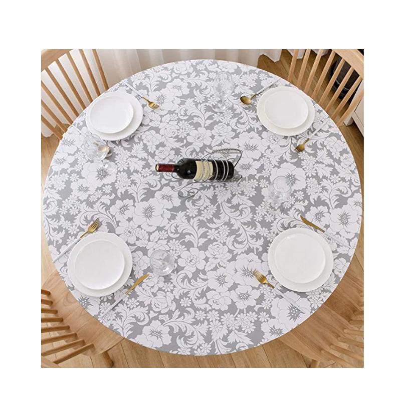 Круглая скатерть из ПВХ, водонепроницаемая, утолщенная, прозрачная, с принтом, деревянная, маслостойкая, пластиковая скатерть на флисовой подкладке, эластичная