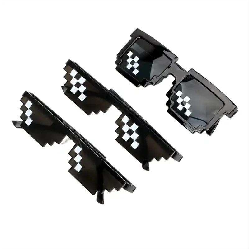 Винтажные мозаичные пиксельные солнцезащитные очки Крутые праздничные очки Очки Черные Забавные Мужские Женские