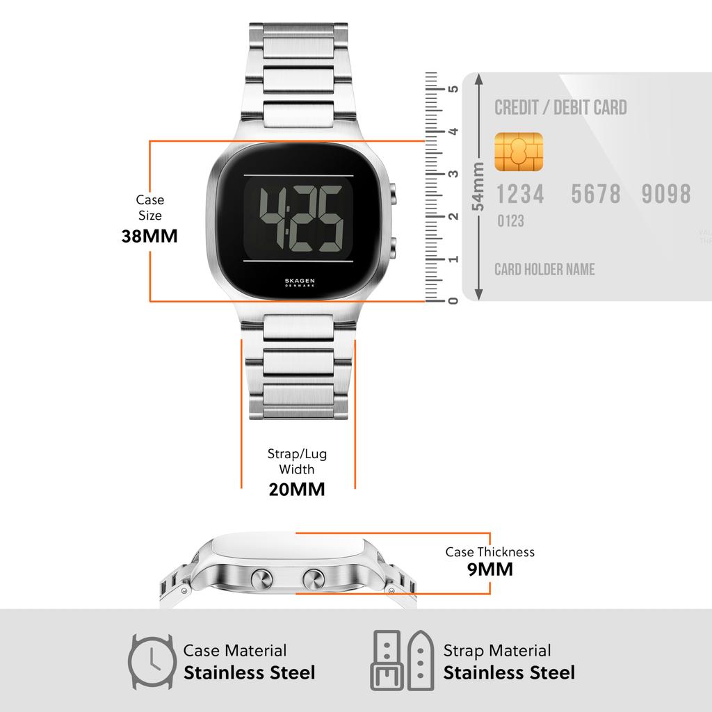 Skagen Цифровые часы SKW6948 из нержавеющей стали Мужские