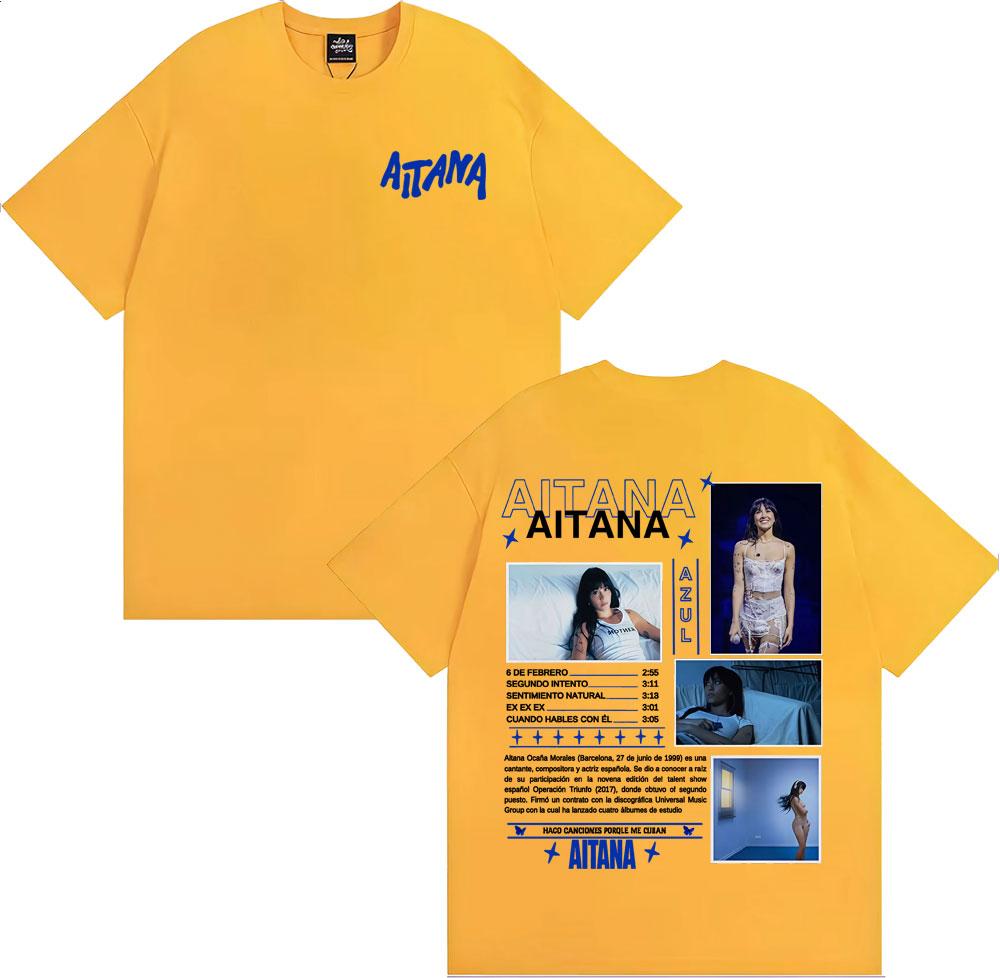 Певица Aitana Cuarto Azul Альбом Тур Обложка Футболки Унисекс Модный Тренд Уличная Мода Футболка Женская Летняя С Круглым Вырезом Хлопковые Футболки