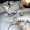Retro Princess Cotton Lace Duvet Set - All-Season Bedding, 4-Piece