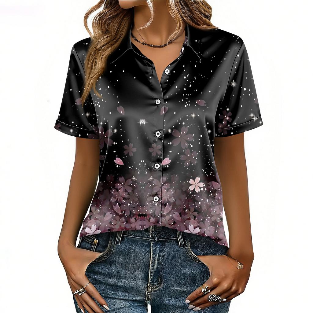 Женская Атласная Блузка С Коротким Рукавом Шелковые Топы Рубашки На Пуговицах Деловой Повседневный Стиль