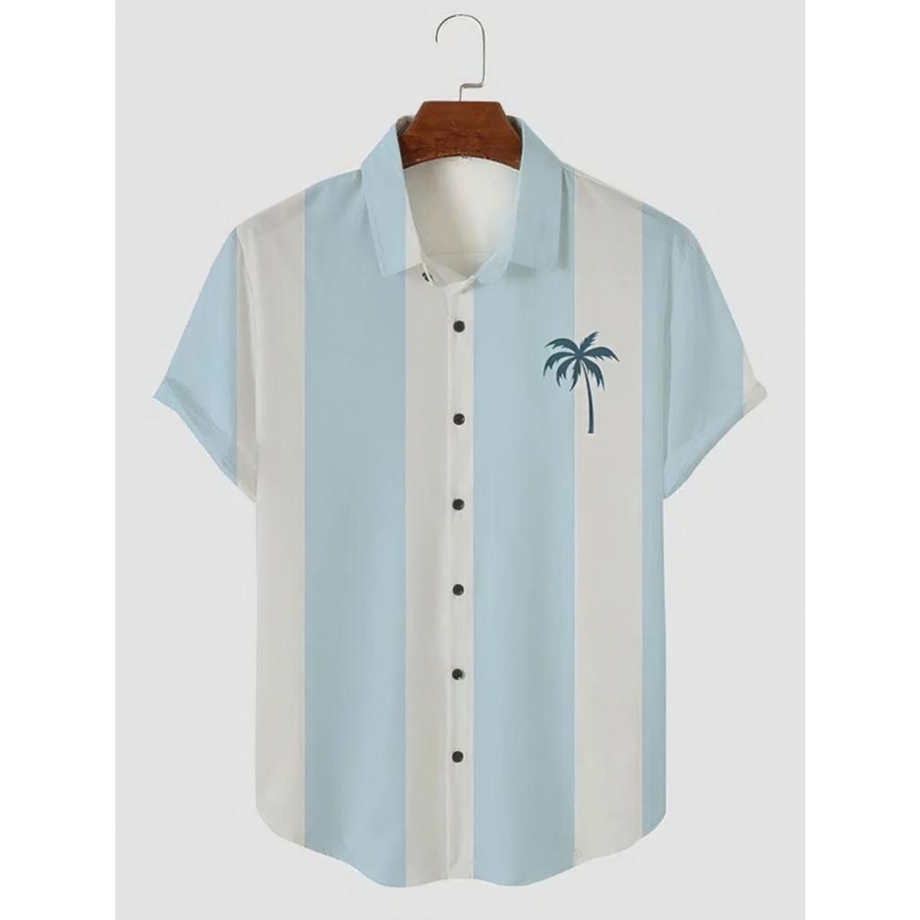 Гавайская рубашка мужская летняя 3D кокосовая пальма праздничный короткий рукав футболка повседневная рубашка