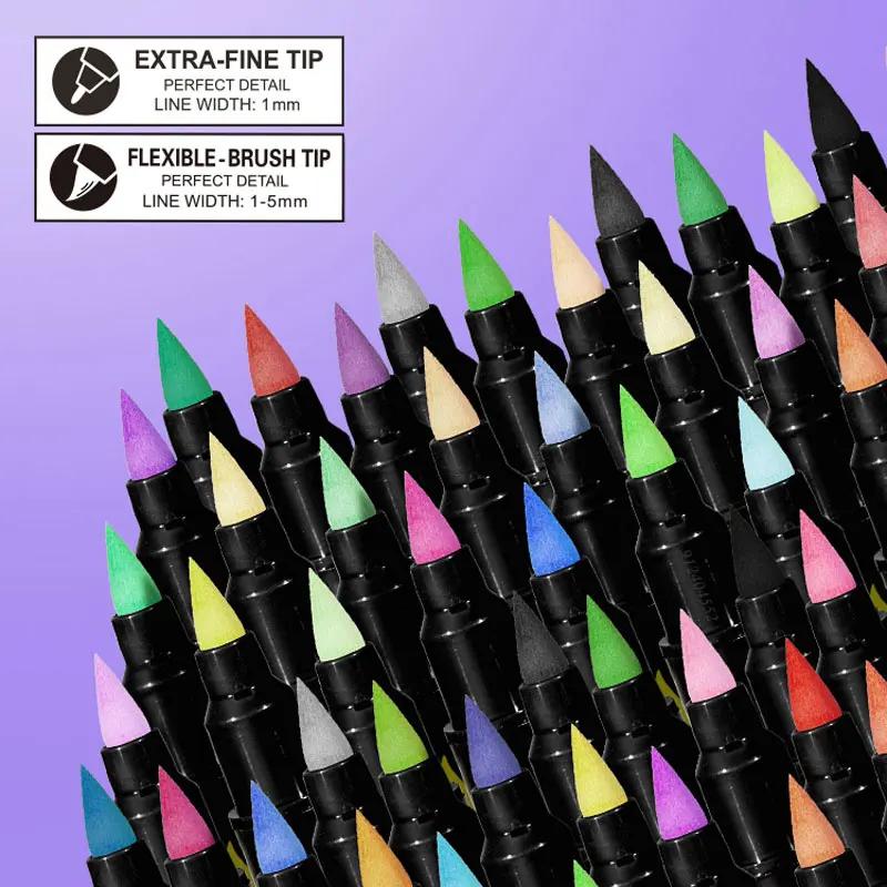 12-60 цветов Акриловые маркеры с двумя наконечниками для ткани, холста, рисования на камнях, изготовления открыток, металла, керамики, товары для DIY