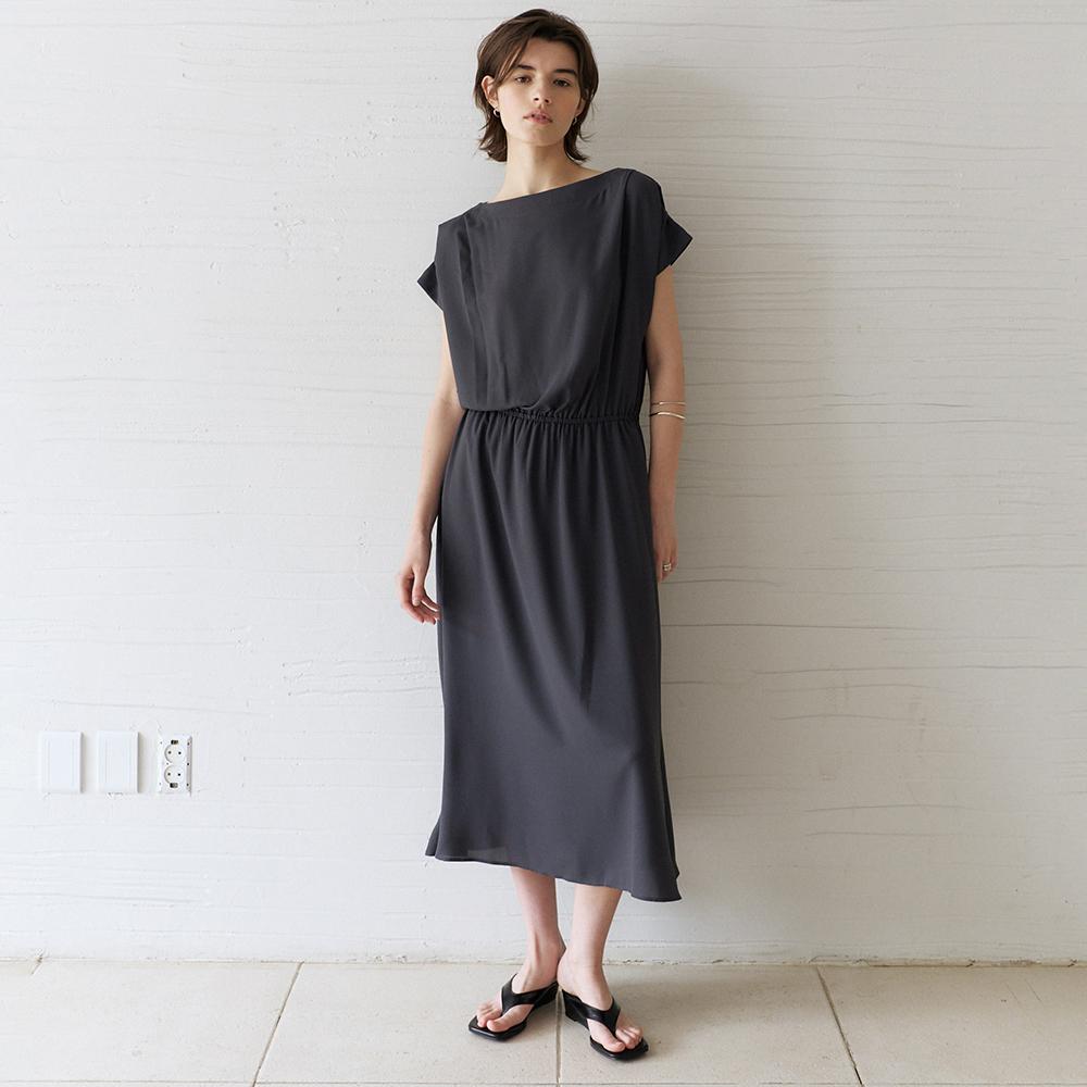 Nowood Gathered Waist Dress (Dark Gray)