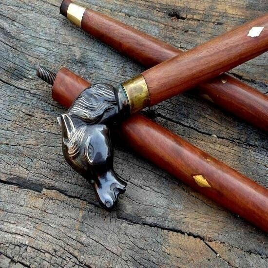 Винтажная латунная ручка, викторианская деревянная трость, дизайнерская коричневая деревянная трость