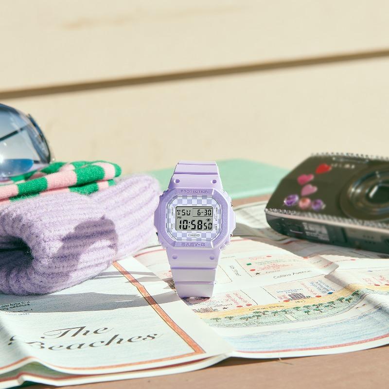 Casio Женские часы Baby-G, смола, водонепроницаемость 100 м, ударопрочность, будильник, кварцевые, BGD-565GS-6