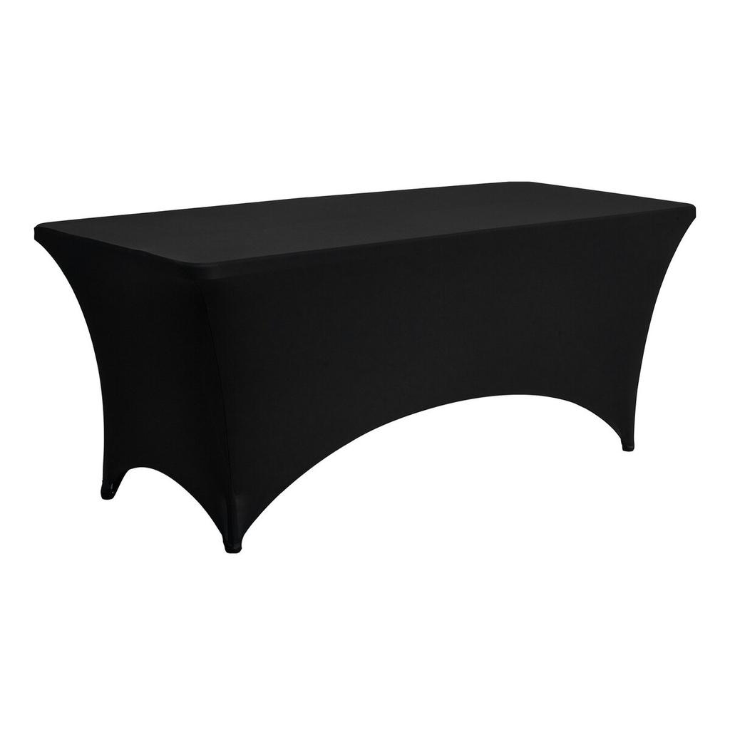 6 Pack Table Cloth for 6FT Rectangular Fitted Events, Wrinkle-Resistant Stretch Black Table Covers, Washable Spandex Tablecloth Protector, for Party,