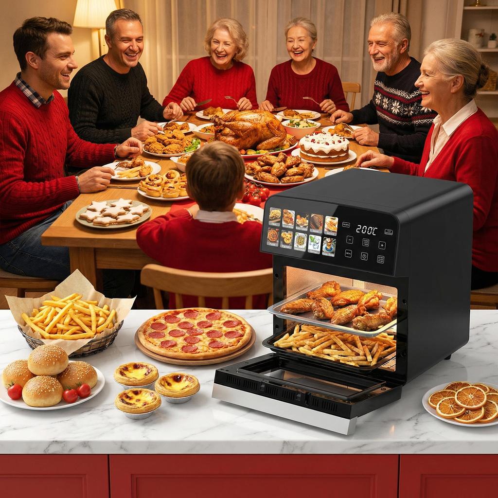 Air Fryer 10L, Large Capacity Oil-Free Air Fryer Oven, 1800W Digital Touchscreen, 8 Preset Cooking Functions, Viewing Window & Interior Light