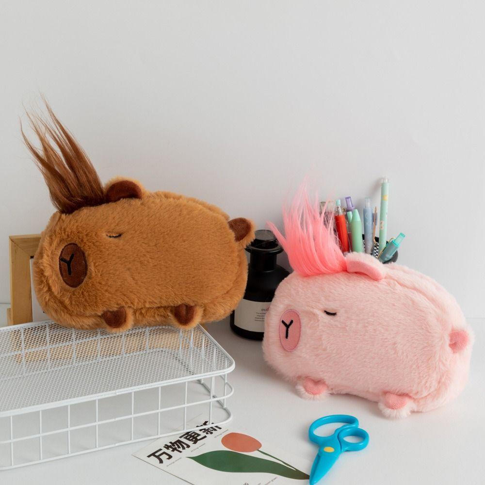Capybara Pen Bag Velvet Stationery Organizer Simple Pen Storage Bag Gift