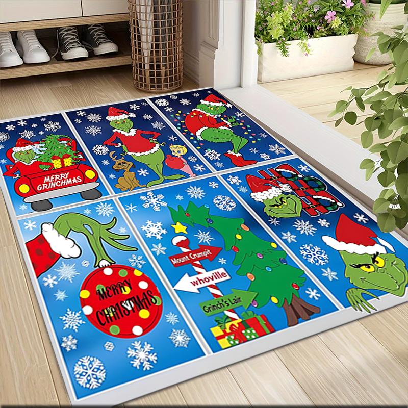 Grinchmas Holiday Stickers Carpet Rug Soft Washable Antislip Home Living Room Sofa Mats Personalized Christmas Rug