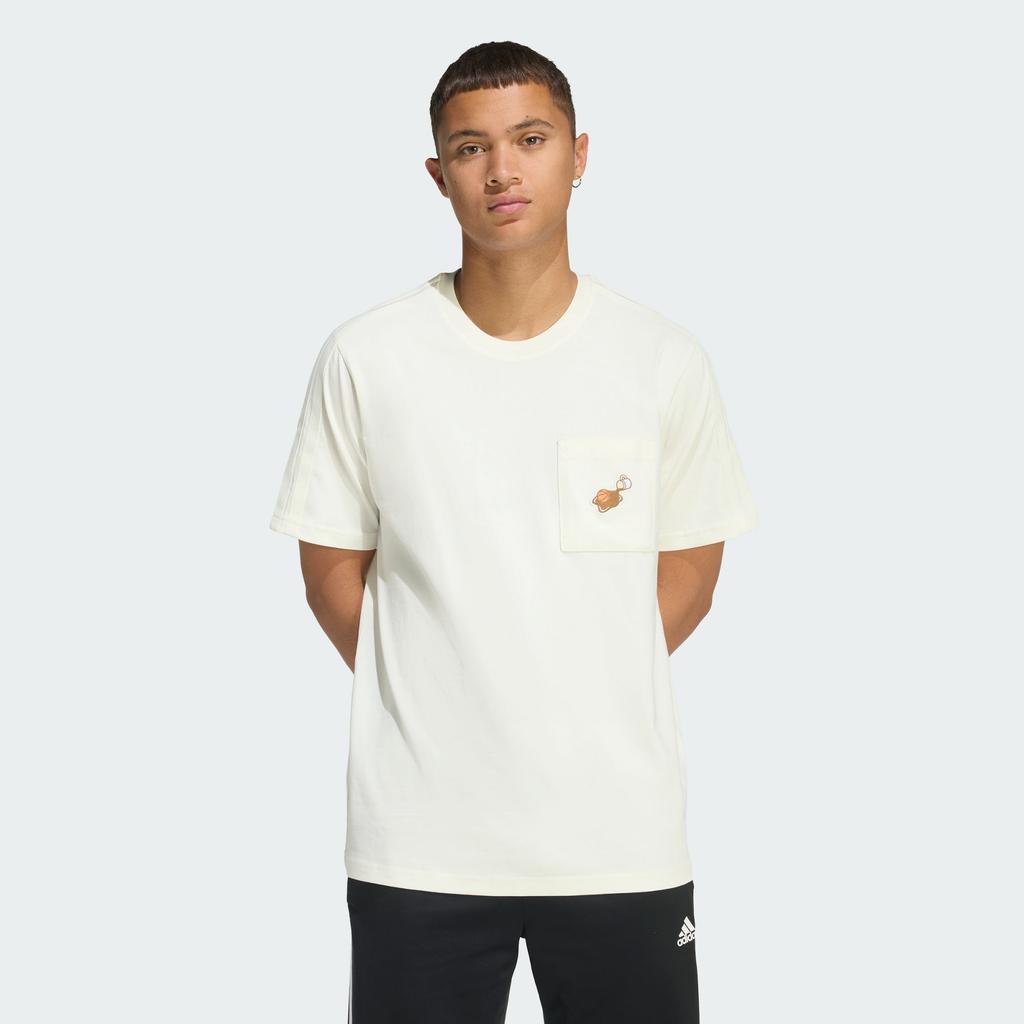 Adidas T Shirts Men's Jade White Crew Neck Moderate