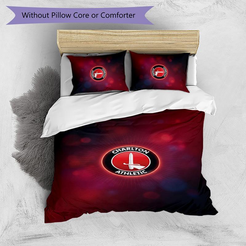 Charlton Athletic FC Printed 3PCS Bedding Set Breathable Duvet Cover with Pillowcases Decorative Bed Linen for Bedroom Home