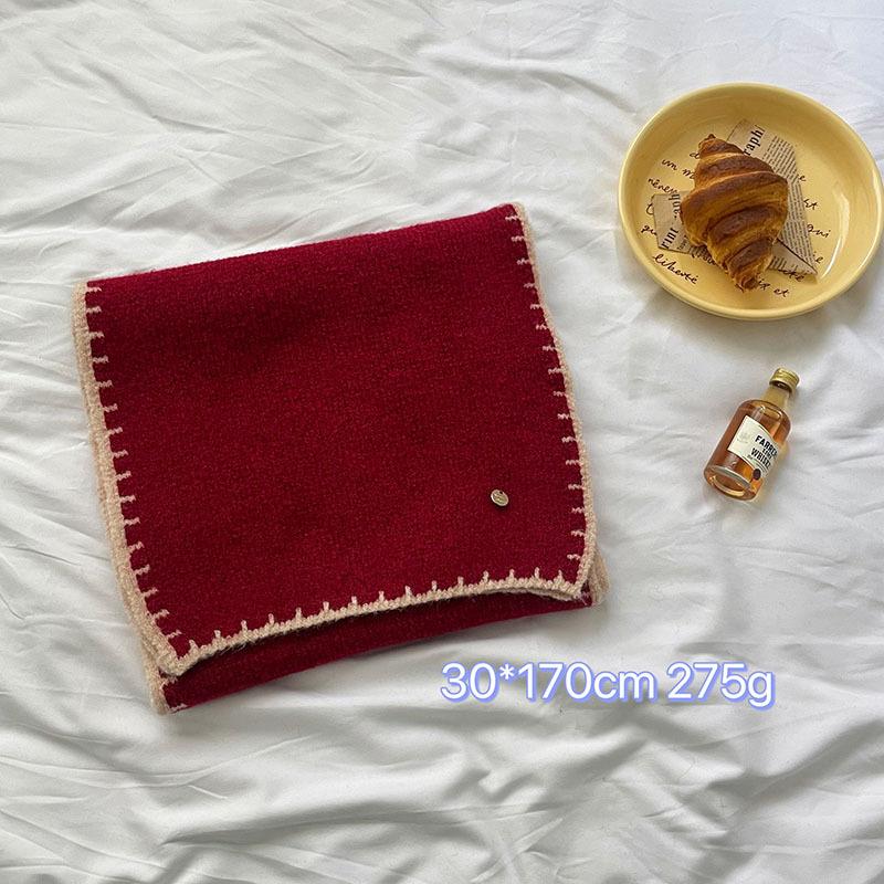 [Dai Green] New Atmosphere Christmas Red Grid Soft Waxy Matching Gift Scarf High-end Style Fashion Scarf