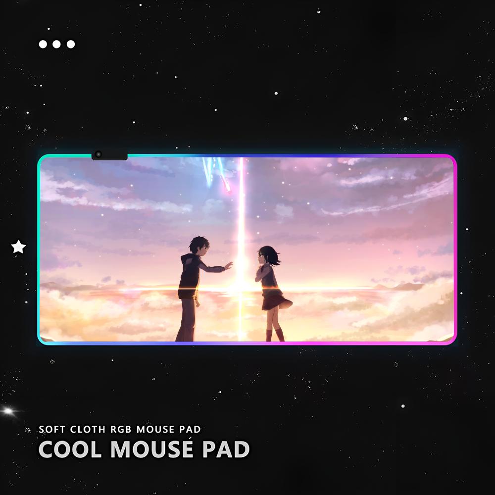 That Say Your Name Коврик для мыши RGB Игровой для ПК Клавиатура LED Светящийся коврик для мыши Коврики Резиновый Милый Мультяшный Игровой Компьютер csgo lol pubg