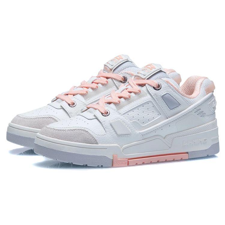 Li-Ning Comfortable Classic Non-Slip Wear-Resistant Low-Top Skate Shoes Women Sneaker White AGCR400-3