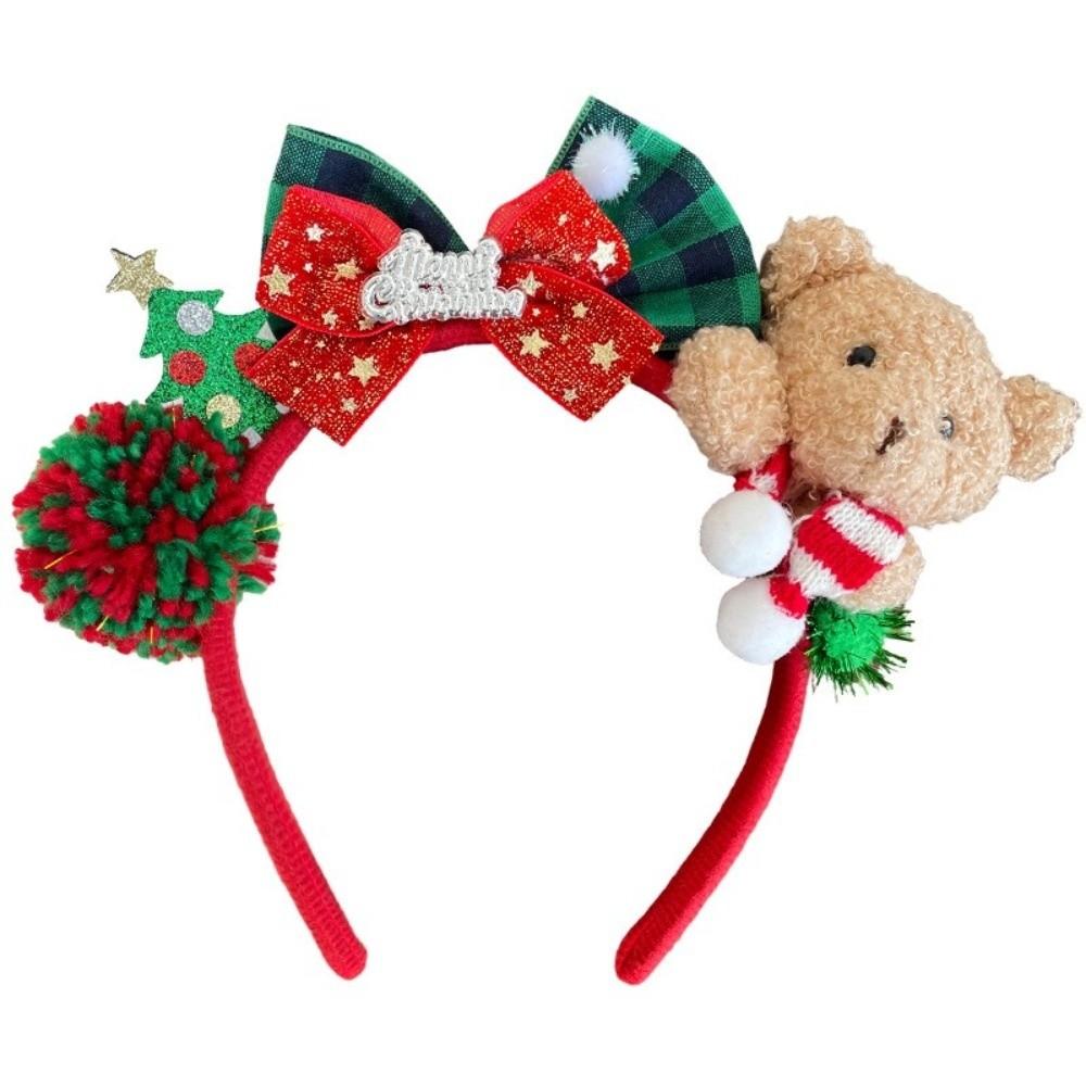 Регулируемая плюшевая повязка на голову с бантом, аксессуар для волос в виде медведя, милая заколка для волос