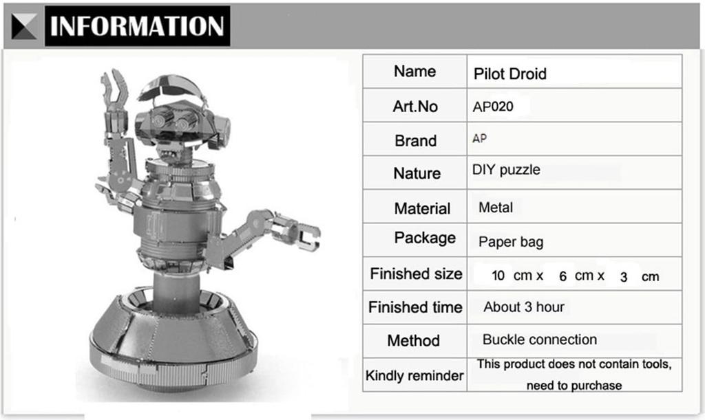 3D сборочная модель металлическая модель Звездные войны (Пилот-дроид)