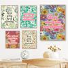 Plant Flowers And Positive Quote Print Wall Art Home Decor Colourful Text Canvas Painting For Living Room Decoration Pictures