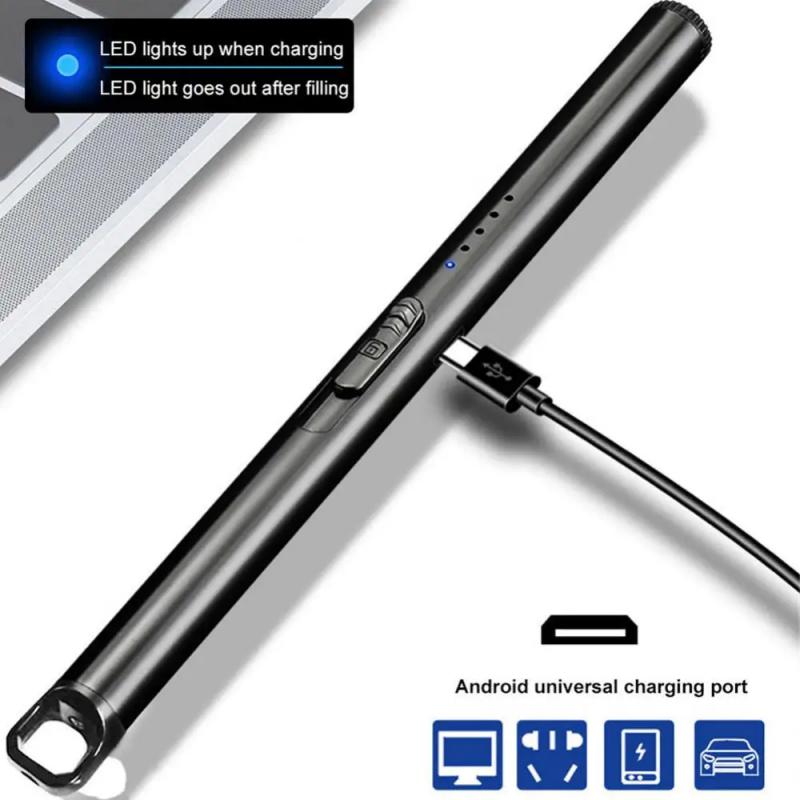 Электрические дуговые зажигалки Металлическая кухонная зажигалка Газовая плита Ветрозащитная зажигалка Свеча Уличная USB перезаряжаемая плазменная электронная зажигалка