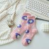 Plush Coral Velvet Socks Female Hosiery Sleeping Socks Casual Flower Pattern Socks  Women