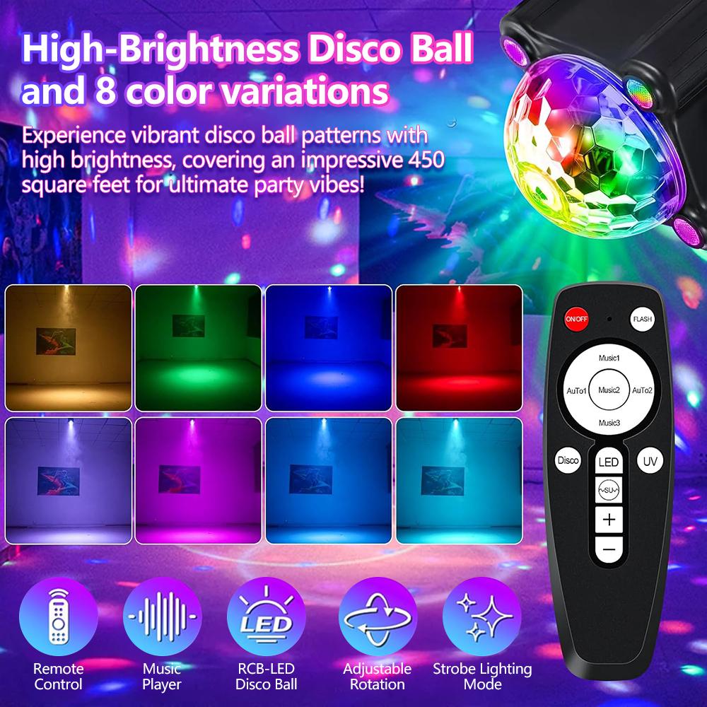 Светодиодные диско-шары, ночные огни для вечеринок, стробоскоп с активацией звуком, сценическое освещение для диджеев для помещения, улицы, танцев, рождественского декора