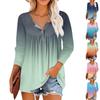 Летняя женская мода, повседневная блузка с круглым вырезом и рукавами 3/4, пуловер с принтом