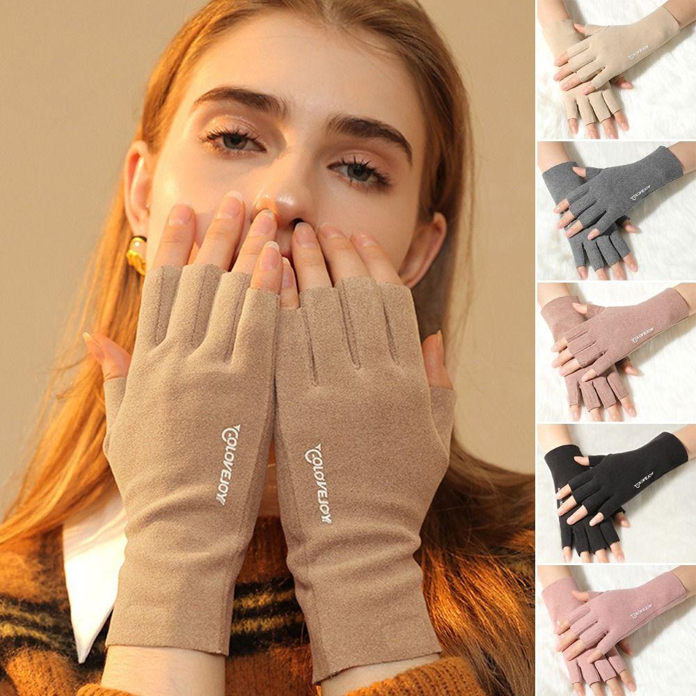 Немецкие бархатные сенсорные перчатки для верховой езды, перчатки с половиной пальцев, перчатки с полупальцами, короткие варежки, теплые перчатки